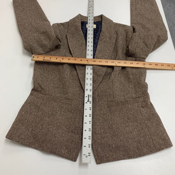 Levis Blazer Womens L Large Brown One Button Wool Blend Polka Dot Lined Jacket - Picture 7 of 13